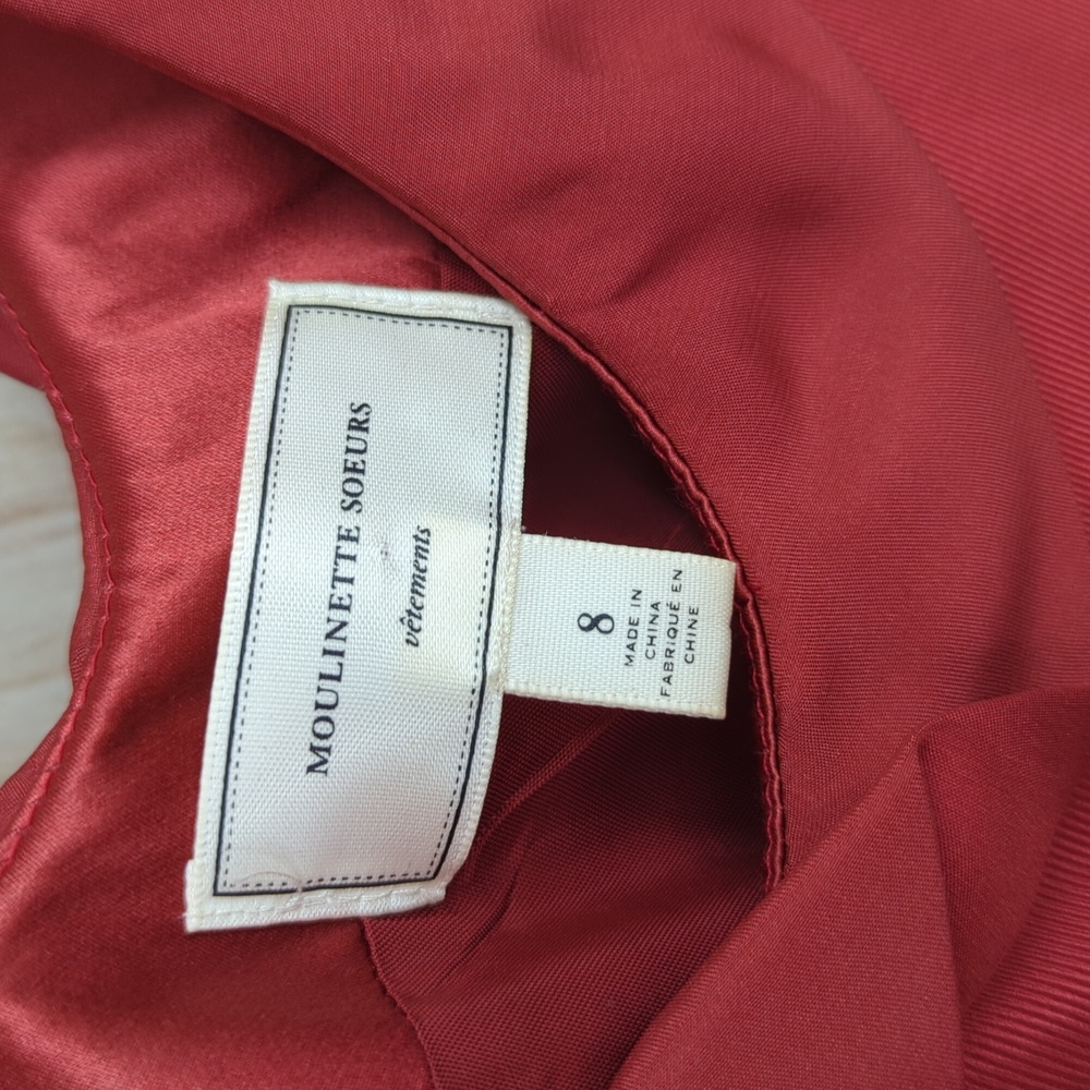 Anthropologie Moulinette Soeurs Silk Red Ruffle Dress - Picture 4 of 7